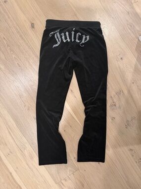 Juicy Couture Black Velour Rhinestone Logo Pants